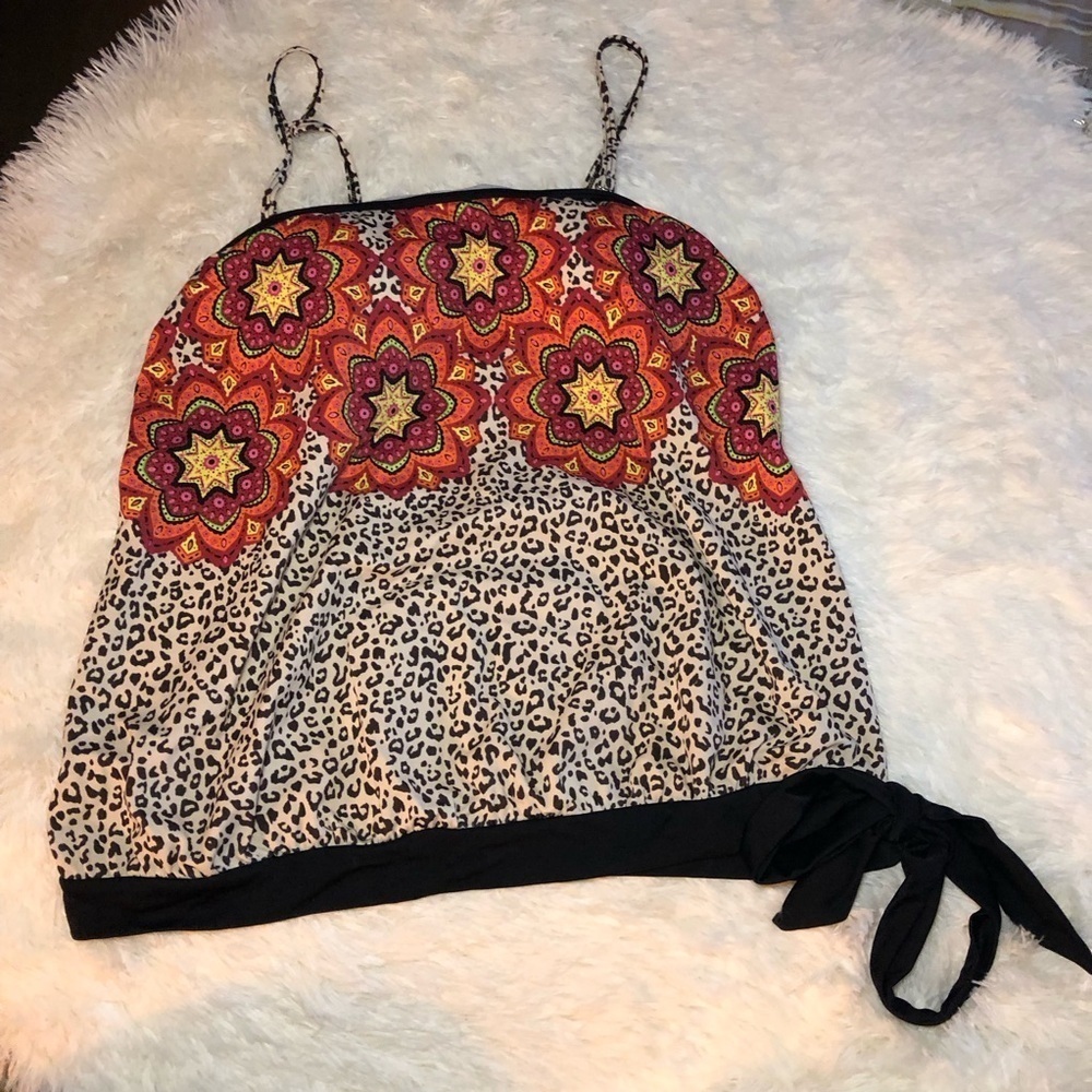 VENUS Floral and Leopard Print Women's Swim Top size 12 NWOT - Picture 2 of 12